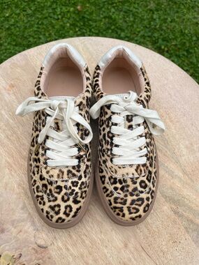 LOFT Leopard Print Sneakers in Cream and Tan